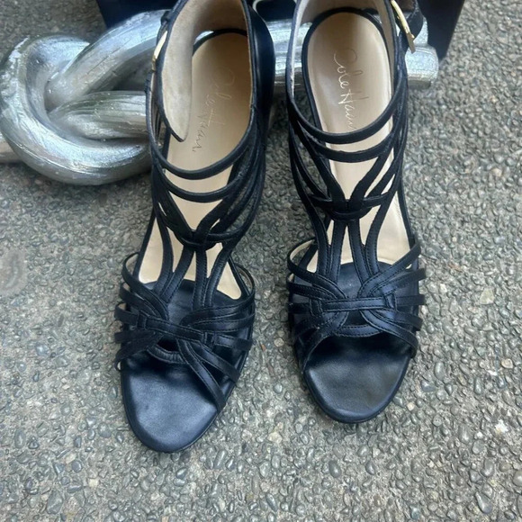 Cole Haan Black Leather Verona Strappy High Heel Sandals Size 10 - Picture 6 of 8